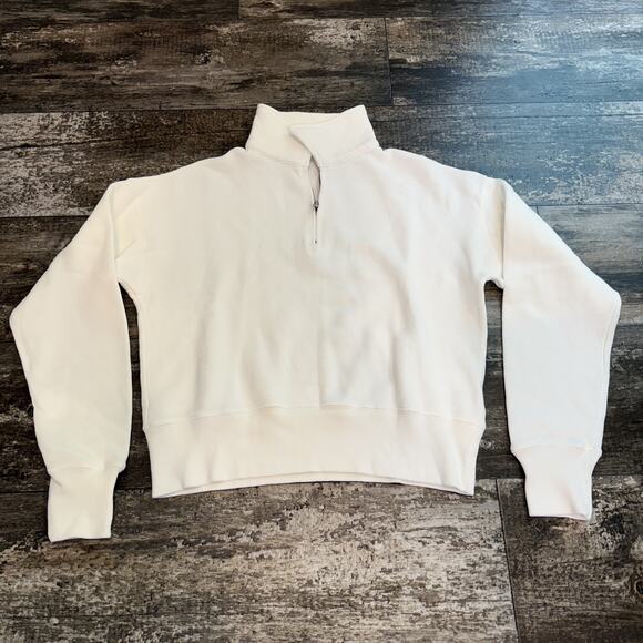 RE/DONE Pullover Womens Small Off White Half Zip‎ Sweatshirt Made USA Cotton - Picture 2 of 16
